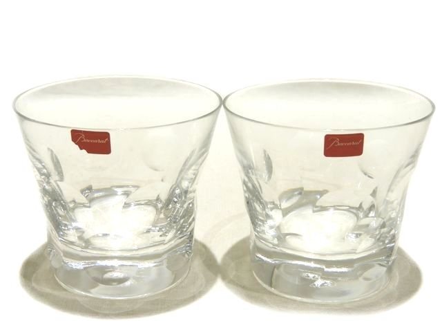 未使用品 Baccarat バカラ ベルーガ ロックグラス ペア セット ◇ 水玉風 デザイン 硝子 ガラス 大きめ ▼ フト00/6C