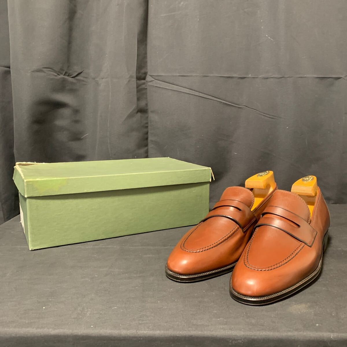 TANINO CRISCI タニノクリスチー イタリア製 ブラウン レザーシューズ ローファー サイズ 7 D コインローファー 革靴 ビジネスシューズ _画像1