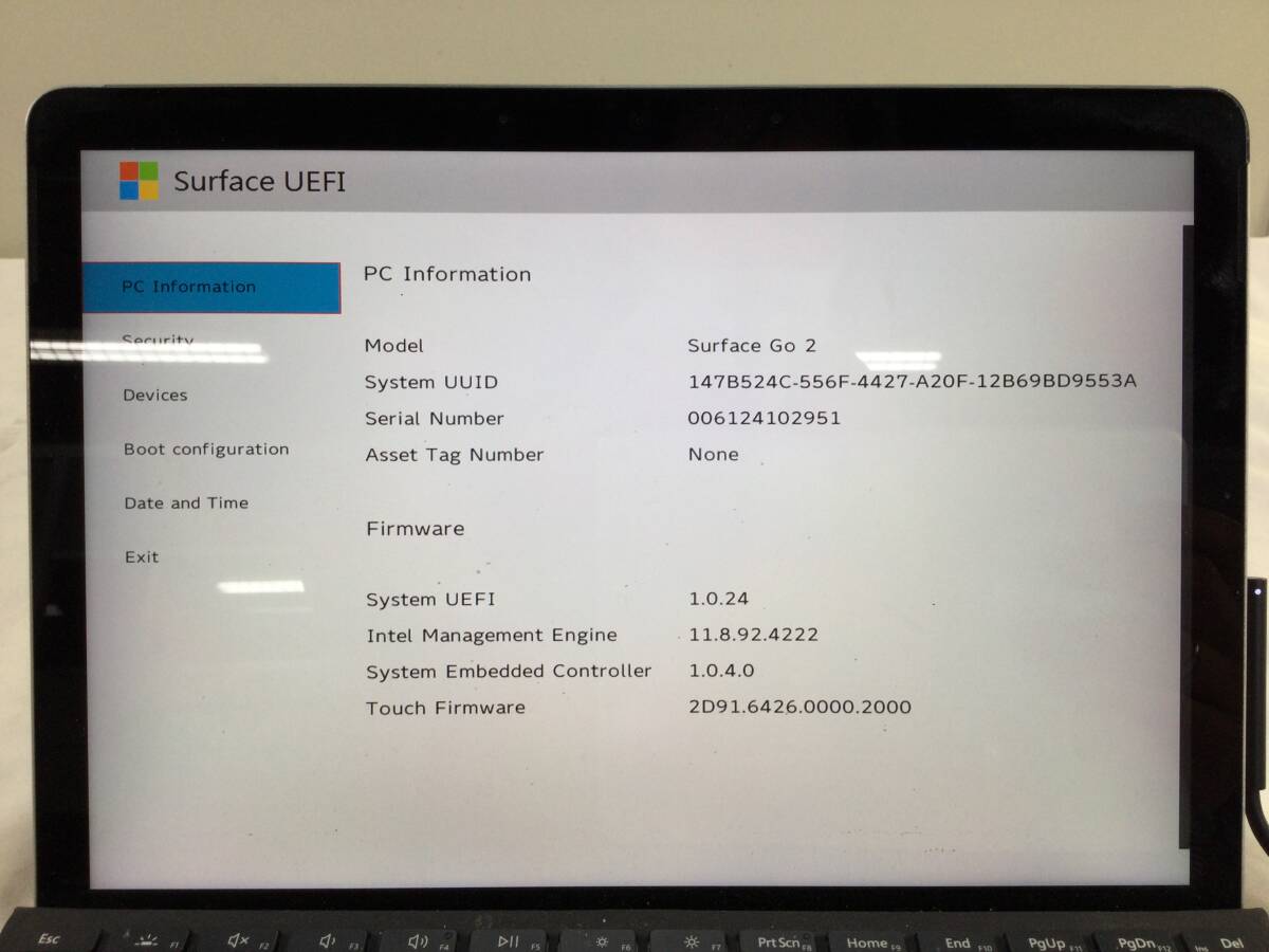 [38]Microsoft SURFACE GO2 / Core m3 8100Y 1.10Ghz / память 8GB / SSD 128GB OS нет BIOS пуск возможно Junk 