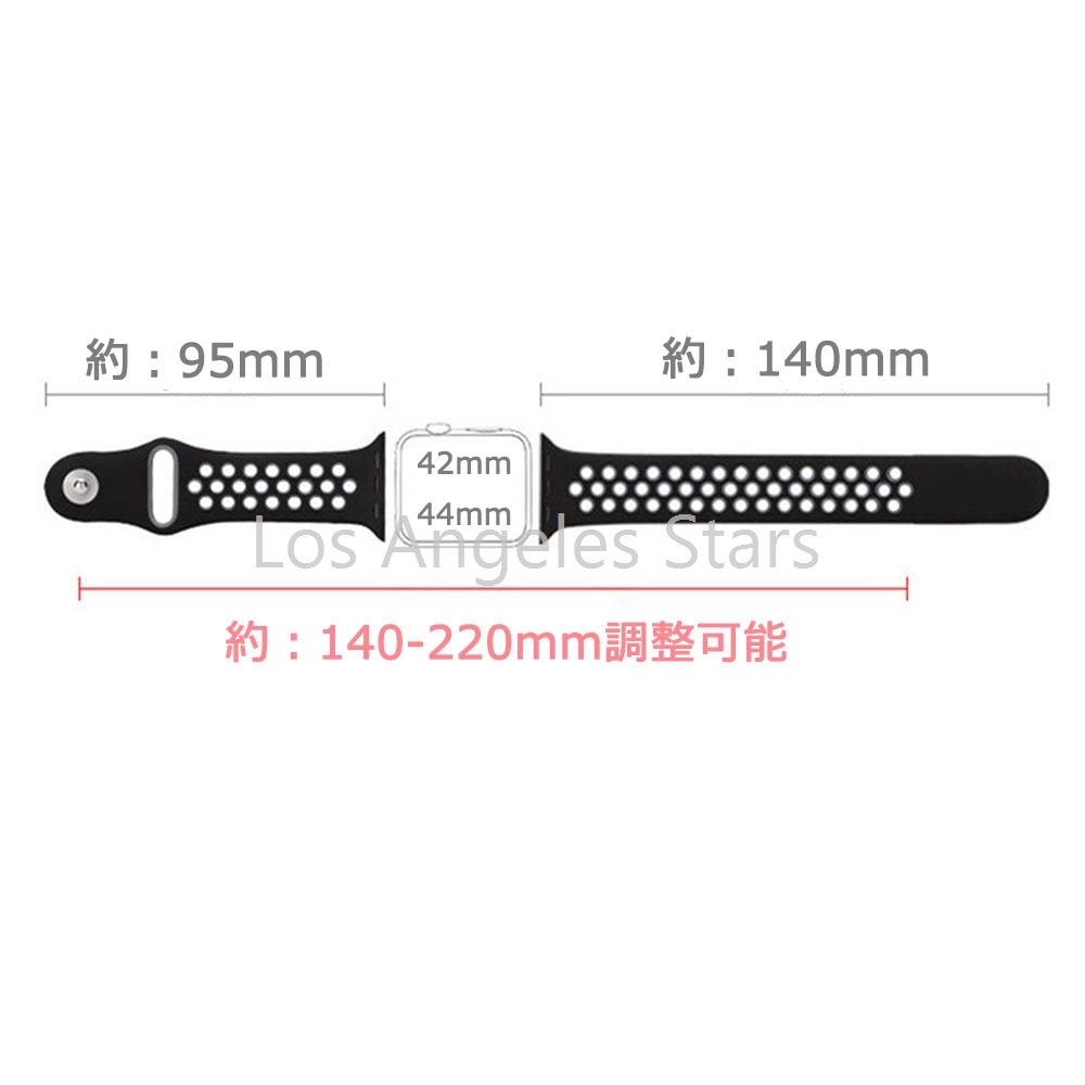 Apple Watch band アップルウォッチ series6 シリーズ6 42mm 44mm シリコン バンド レディース メンズ スポーツ 送料無料 穴あり 黒 白_画像6