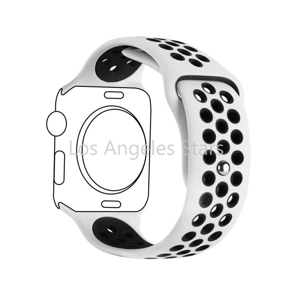 Apple Watch band アップルウォッチ series6 シリーズ6 42mm 44mm シリコン バンド レディース メンズ スポーツ 送料無料 穴あり 黒 白_画像2