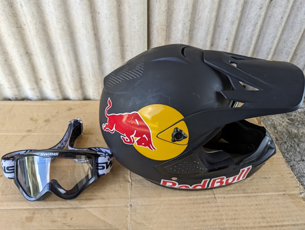 オフロードヘルメット　Red Bull 　SWANSゴーグルセット！_画像2