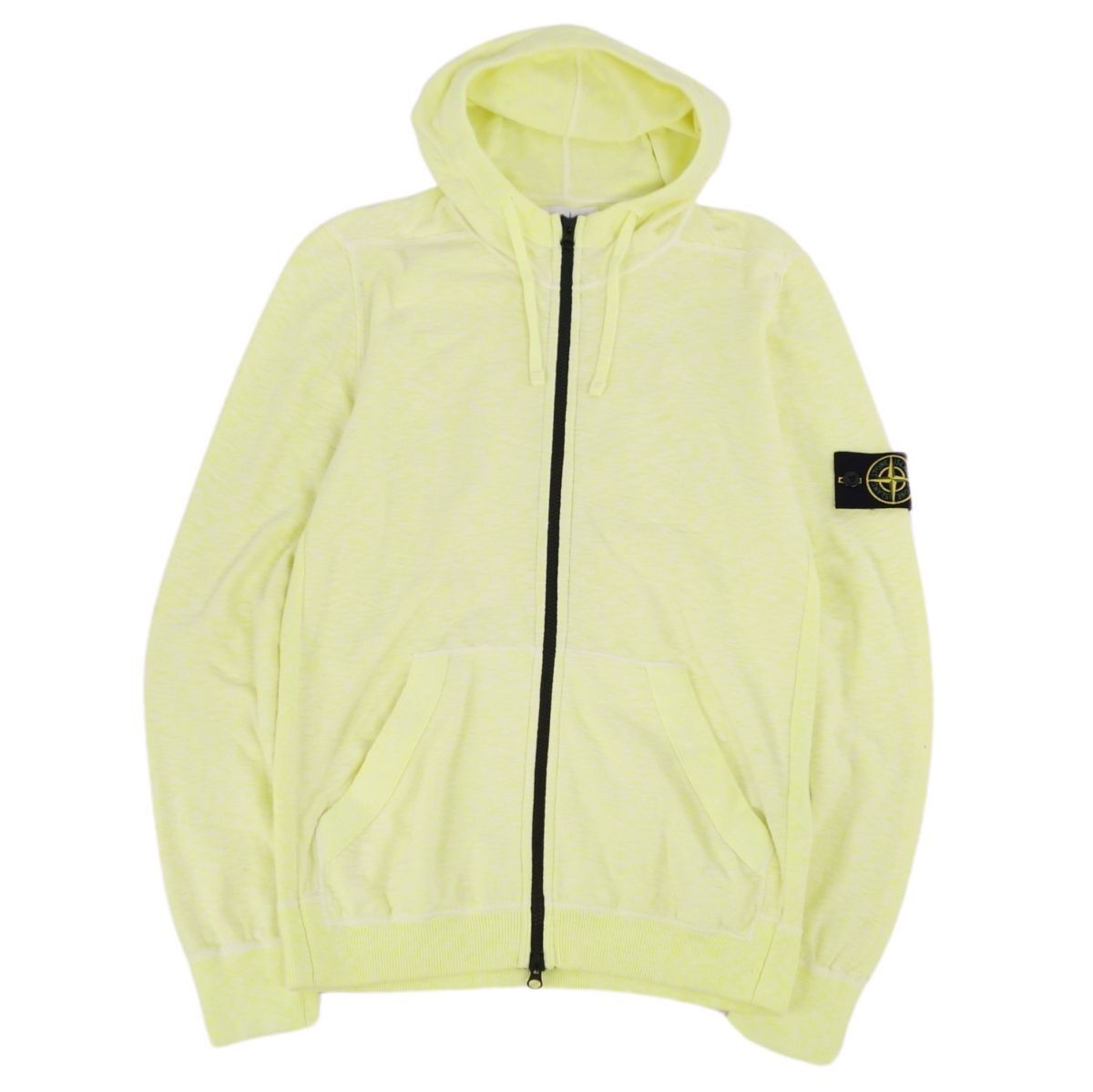 美品 ストーンアイランド STONE ISLAND スウェット パーカー ジップアップ ロゴワッペン コットン アウター メンズ L 黄 cf03ot-rm11f09259