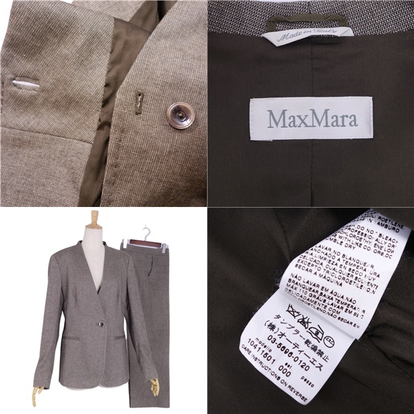 美品 マックスマーラ Max Mara セットアップ パンツスーツ ジャケット スラックス レディース JI44 USA10 FB42 グレー cf03mm-rm05f09195_画像10