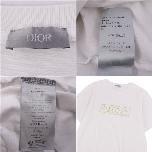 美品 ディオールオム DIOR HOMME 23AW Tシャツ カットソー 半袖 ショートスリーブ ロゴ トップス メンズ XL ホワイト cf03oe-rm11f09269_画像5