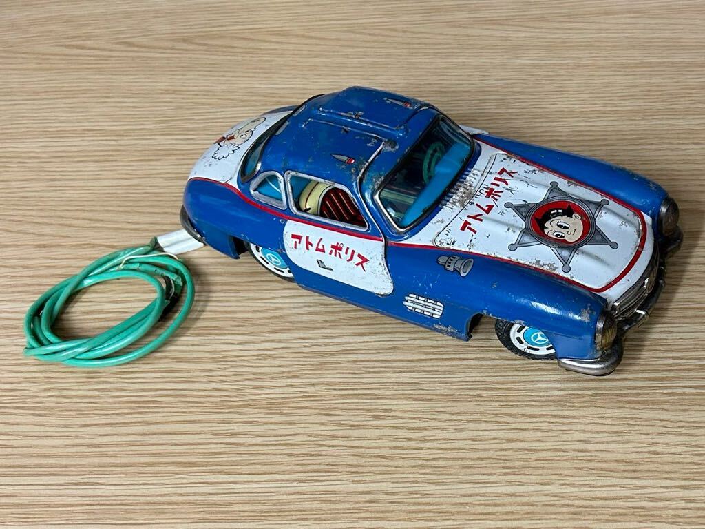 【 希少品！当時物 】旧バンダイ BANDAI 鉄腕アトム ポリス ブリキのおもちゃ ソフビ メルセデスベンツ 300SL 昭和レトロ アンティークの画像1