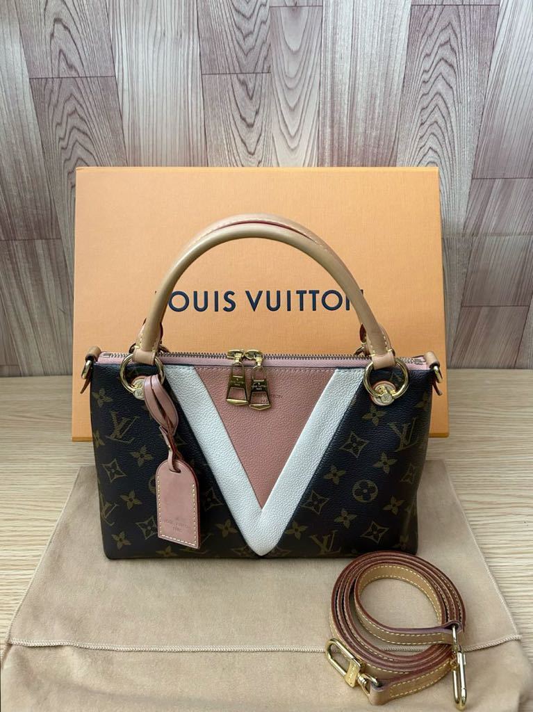 【 1円スタート 極美品 】LOUIS VUITTON ルイヴィトン Vトート BB ハンドバッグ 2way ストラップ モノグラム ローズプードル ピンク M43967の画像1