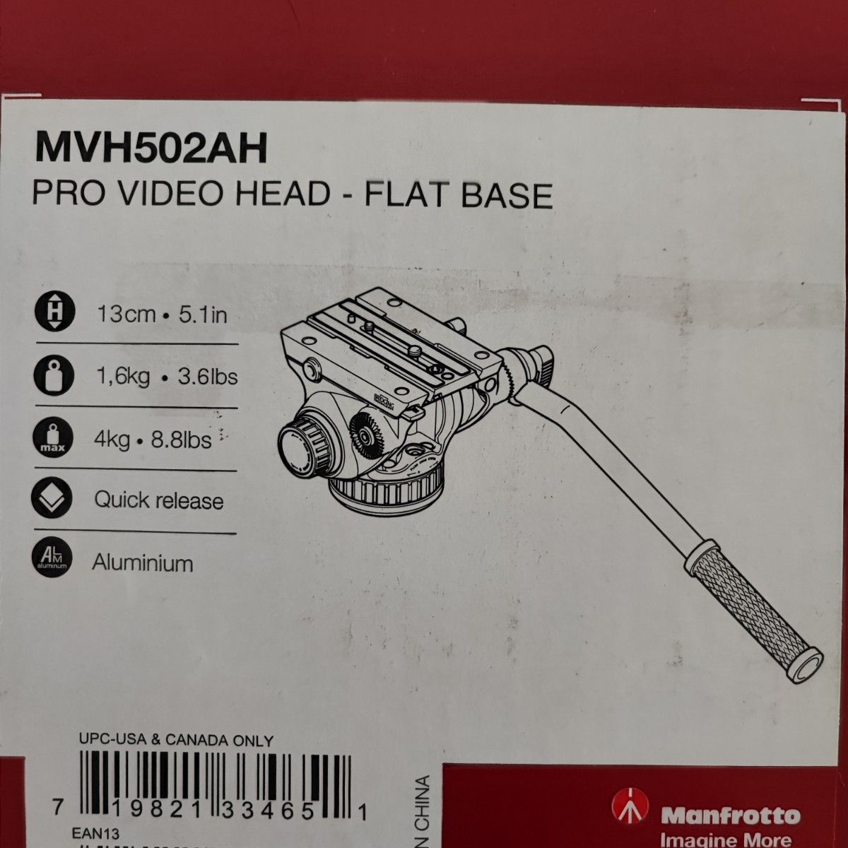 新品 Manfrotto 2WAY雲台 プロフルードビデオ雲台 フラットベース マンフロット MVH502AH MVH-502AH