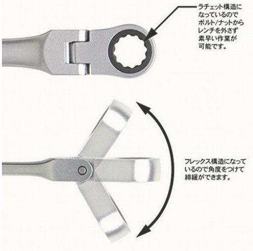 TS首振り☆ラチェットレンチセット◇6、７、8、９、10、13ｍｍ☆6点セット　72ギア_画像3