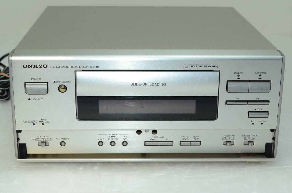 ONKYO オンキョー　ステレオカセットテープ デッキ　K-511M　けっこうきれいですが、扉開きません　ジャンクで_画像2