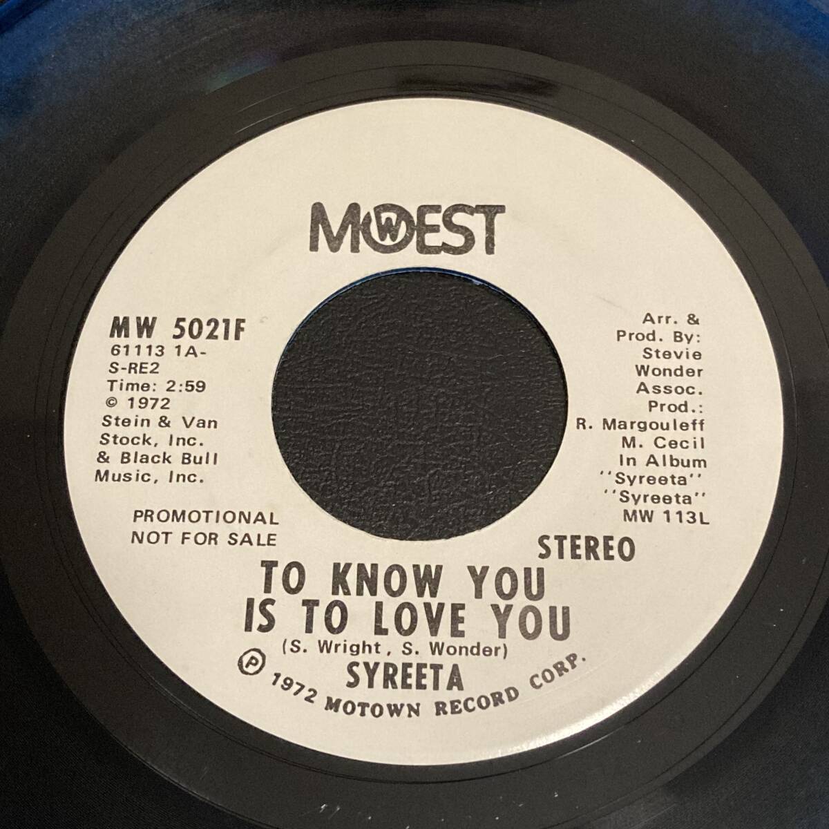 * record /7inch*Syreeta / To Know You Is To Love You*Soul/Rare Groove/Stevie Wonder*Blue Vinyl