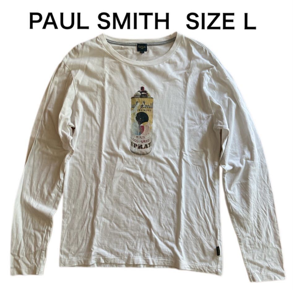 【送料無料】中古 PAUL SMITH ポールスミス 長袖プリントTシャツ スプレー SPRAY サイズL_画像1