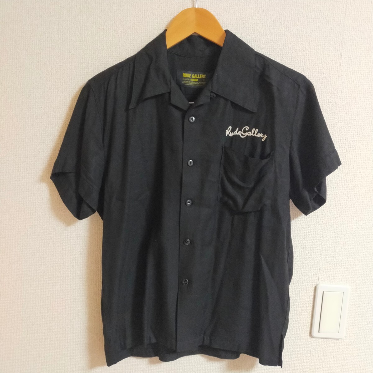 RUDE GALLERY ルードギャラリー ボーリングシャツ スカル 刺繍 開襟シャツ 半袖 2 ブラック(黒）