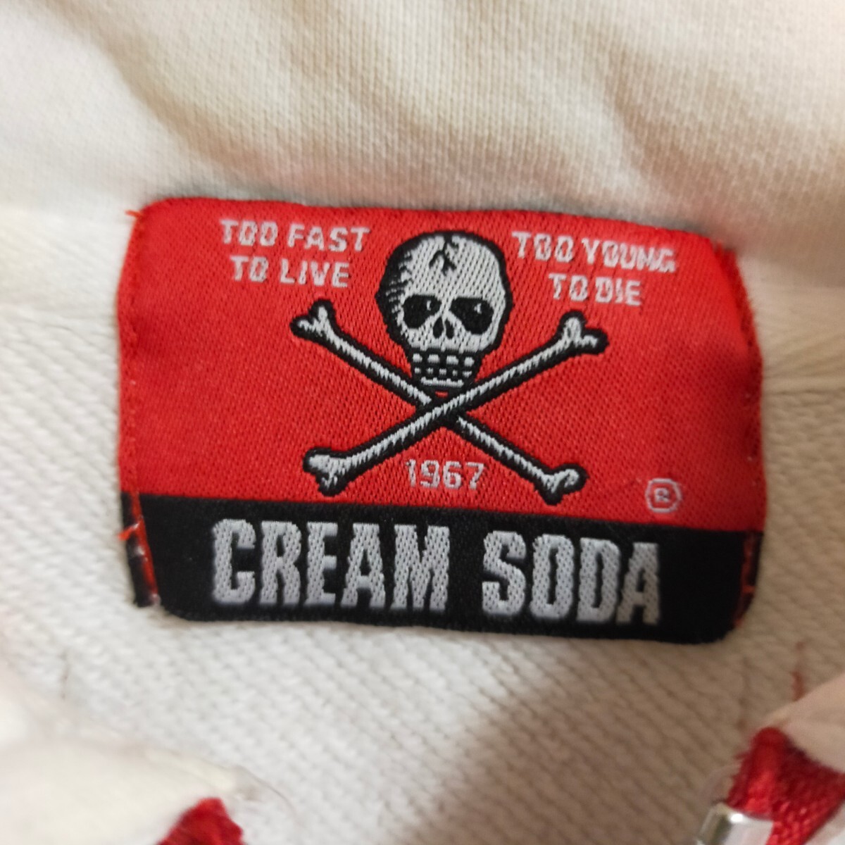 CREAM SODA クリームソーダ ハーフジップ スウェット トレーナー 刺繍 ダイス サイコロ サイズ表記無 ホワイト(白)_画像4