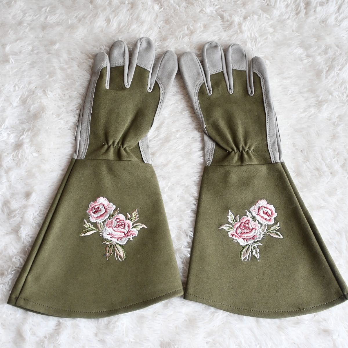 ガーデニング 手袋 ロング 薔薇 草むしり 園芸用グローブ バラ用 オリーブ Mサイズ