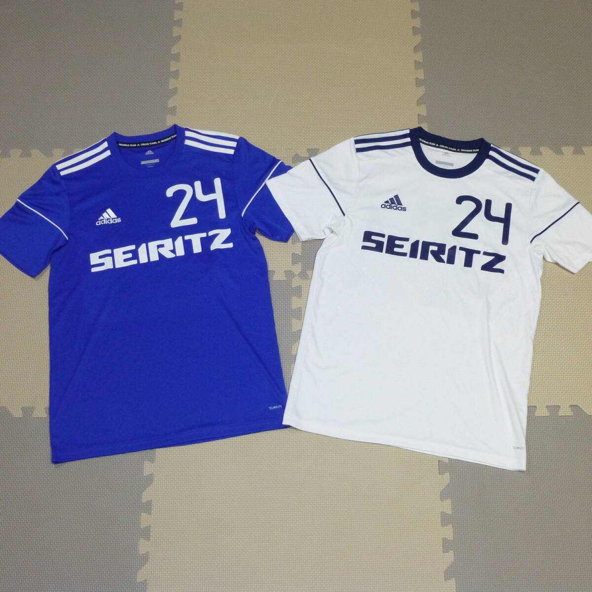 ★成立学園高校サッカー部 半袖ユニフォーム2点セット Mサイズ ブルー・ホワイト★ adidas アディダス 高校サッカー_画像1