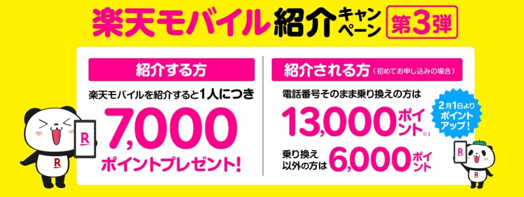 楽天モバイル紹介キャンペーン 13000ポイントの画像1