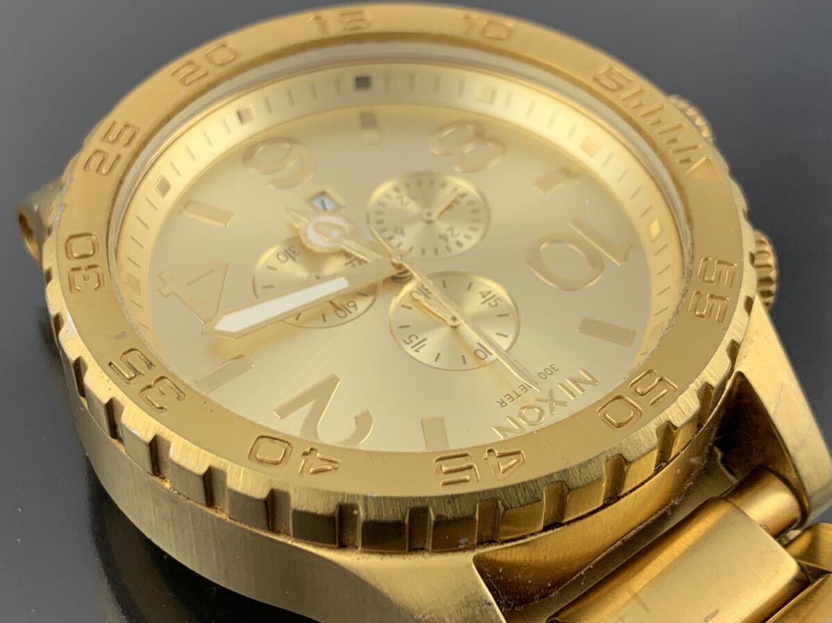 [A1278]1円～☆メンズ腕時計 クォーツ ニクソン NIXON クロノグラフ THE51-30 ゴールドカラー 動作品の画像10