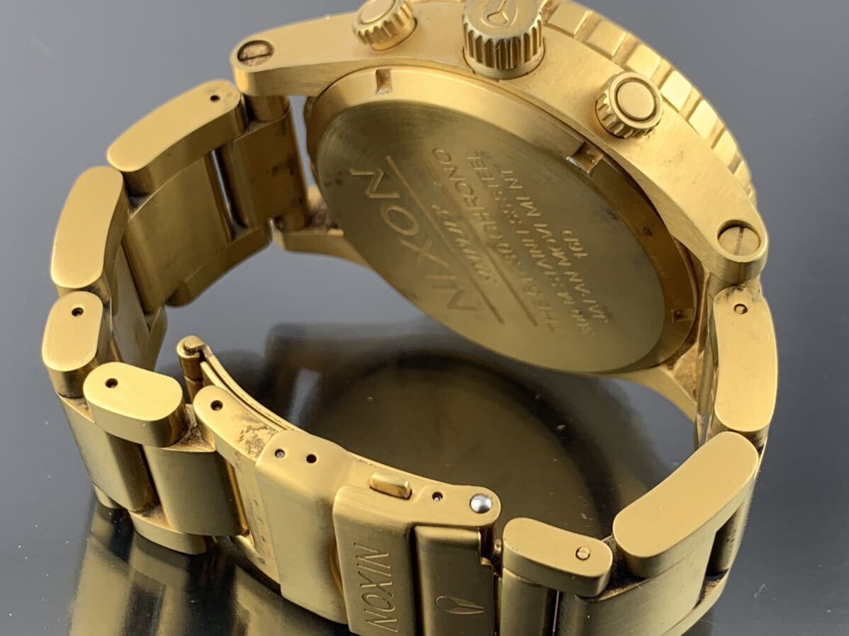 [A1278]1円～☆メンズ腕時計 クォーツ ニクソン NIXON クロノグラフ THE51-30 ゴールドカラー 動作品の画像5