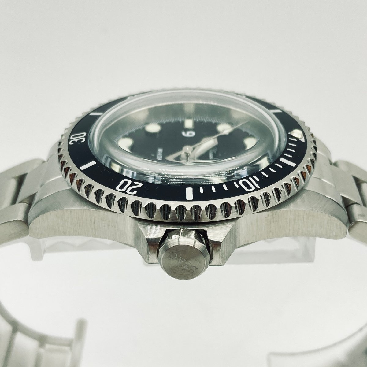 The STAC 38mm Classic Scuba 200 ダイバーズ スイープセコンド 20気圧防水 メンズ レディース ブラック_画像2