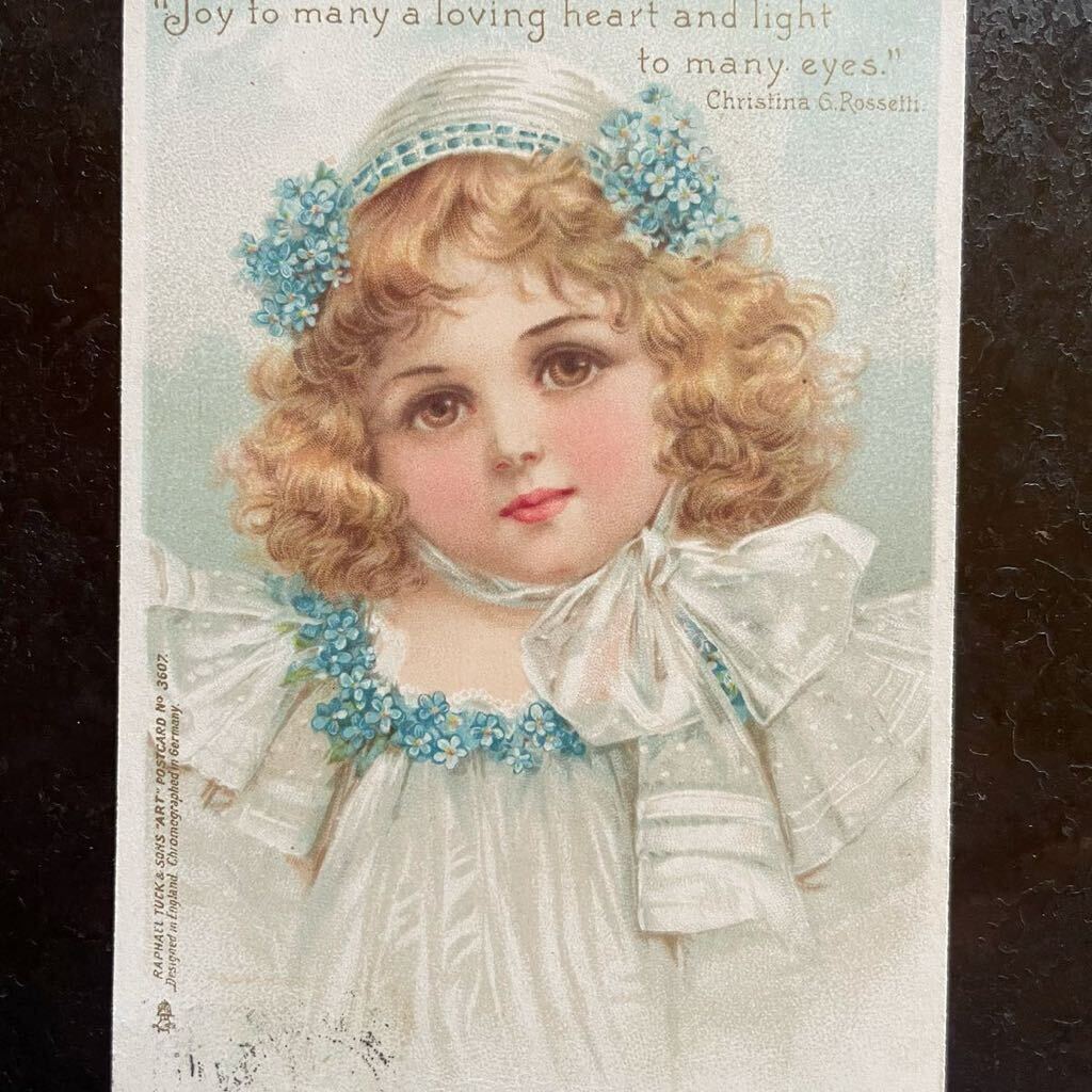 Brundage ブランデージ ★ アンティーク ポストカード 1902年消印 美少女 女の子 Raphael Tuck & Sons ポートレート イギリス 絵葉書の画像2