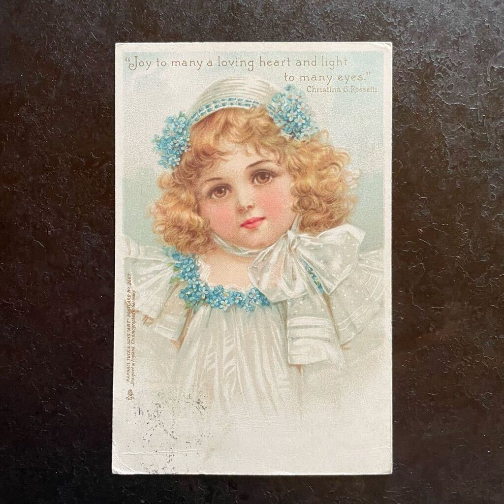 Brundage ブランデージ ★ アンティーク ポストカード 1902年消印 美少女 女の子 Raphael Tuck & Sons ポートレート イギリス 絵葉書の画像1