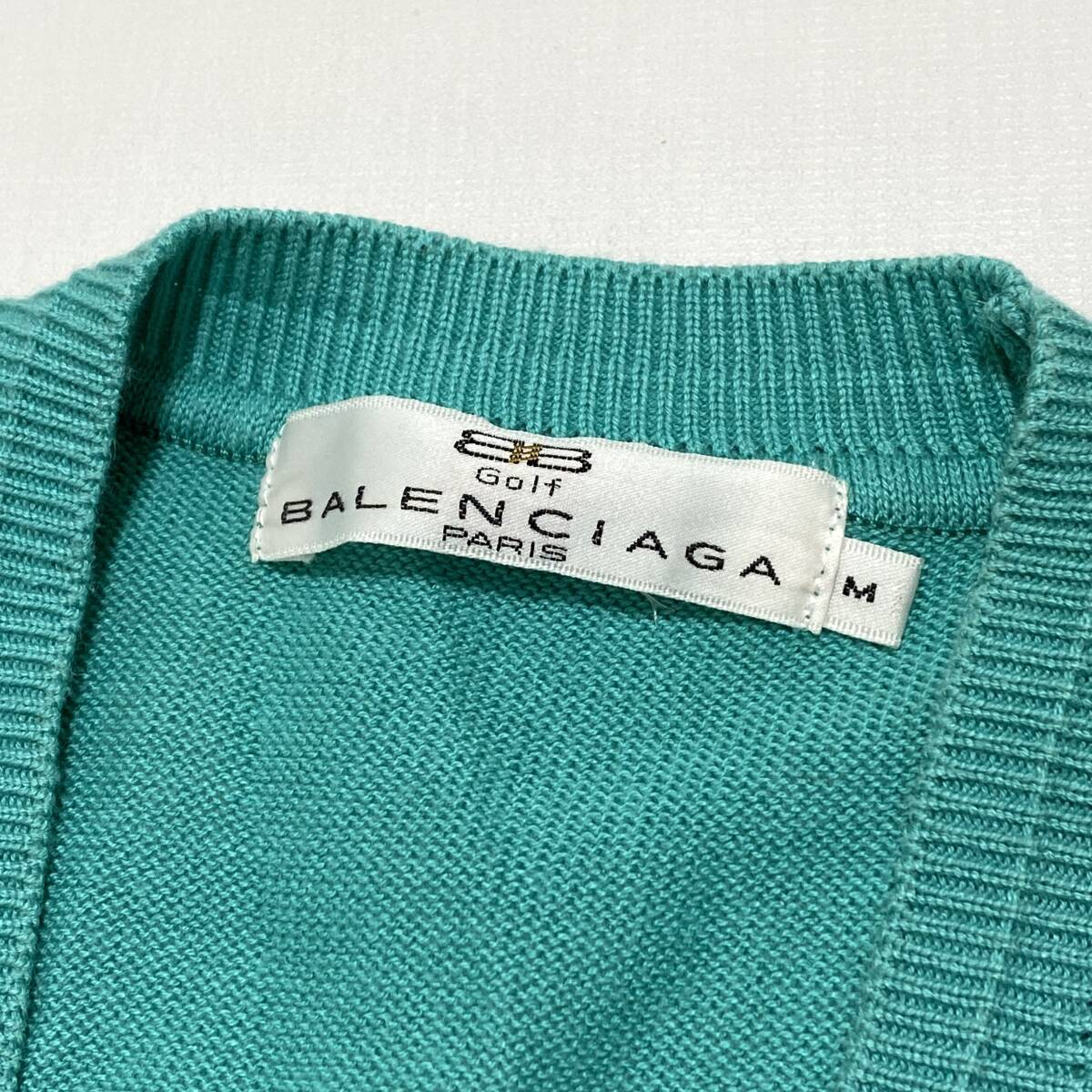 BALENCIAGA GOLF バレンシアガ ゴルフ コットン アクリル ニット ベスト M グリーン レディース 古着 24-0222_画像4