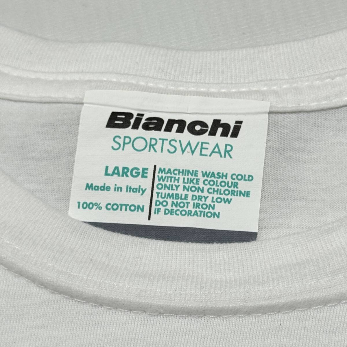 イタリア製 Bianchi ビアンキ ロゴ プリント Tシャツ L 白 メンズ 自転車 サイクリング 送料185円 24-0319の画像4