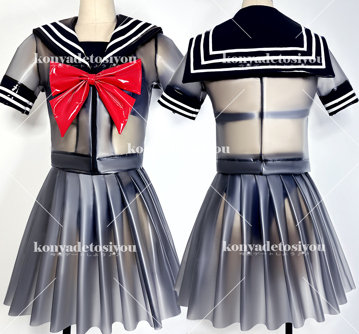 LJH23034 black & black super lustre skeske pretty sailor manner tops + pleated skirt cosplay JK uniform fancy dress female cabaret club employee change equipment Event costume 