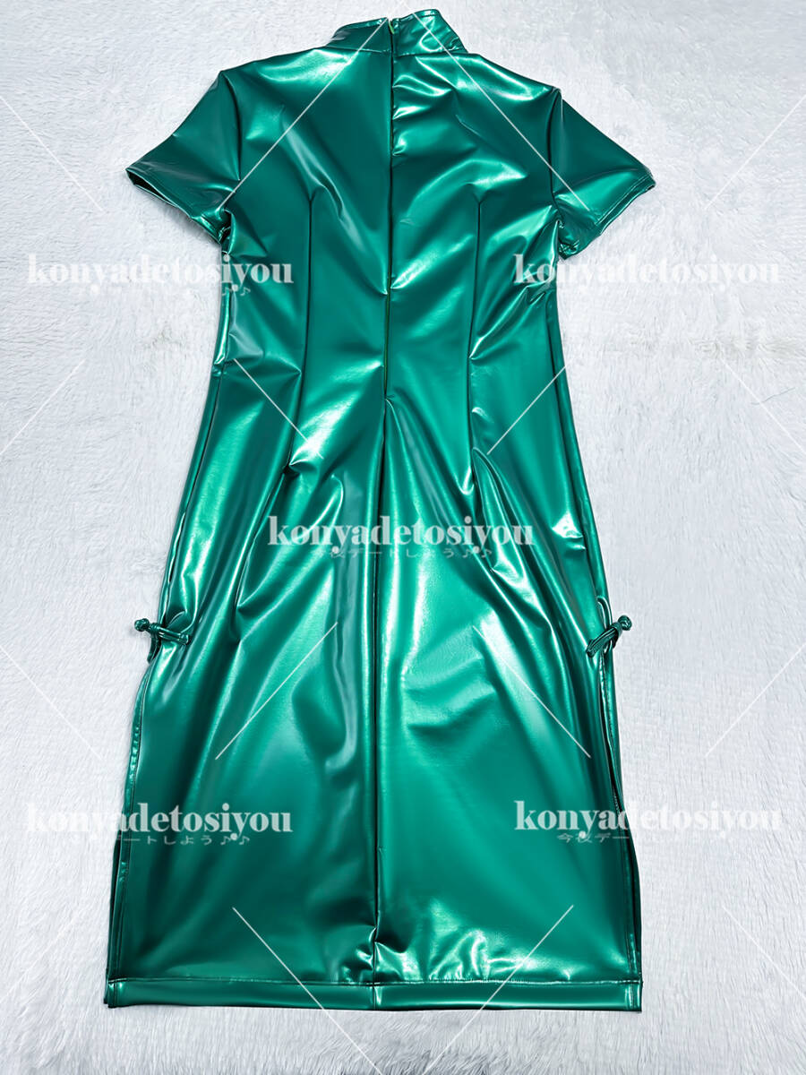 LJH23004 green super lustre China dress manner One-piece costume play clothes fancy dress change equipment female cabaret club employee dress photographing . Event costume 