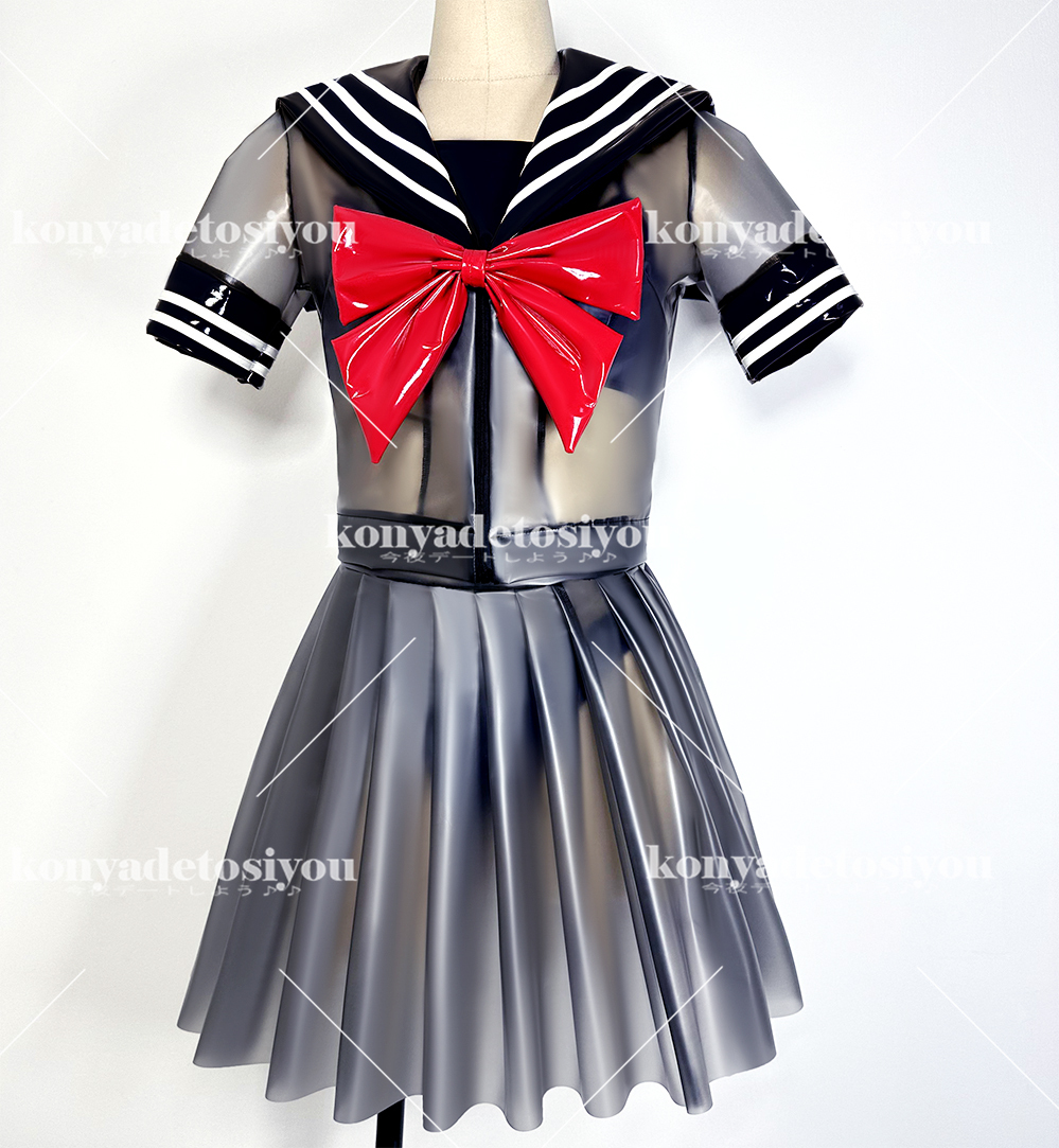 LJH23034 чёрный & чёрный супер глянец skeske симпатичный sailor способ tops + юбка в складку костюмированная игра JK форма маскарадный костюм девушка из кабаре менять оборудование Event костюм 