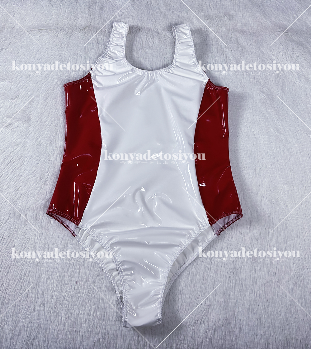 LJH23036 белый & красный супер глянец высокий ноги Leotard костюмированная игра купальный костюм RQ race queen can девушка спортивная форма маскарадный костюм Event фотосъемка . костюм 