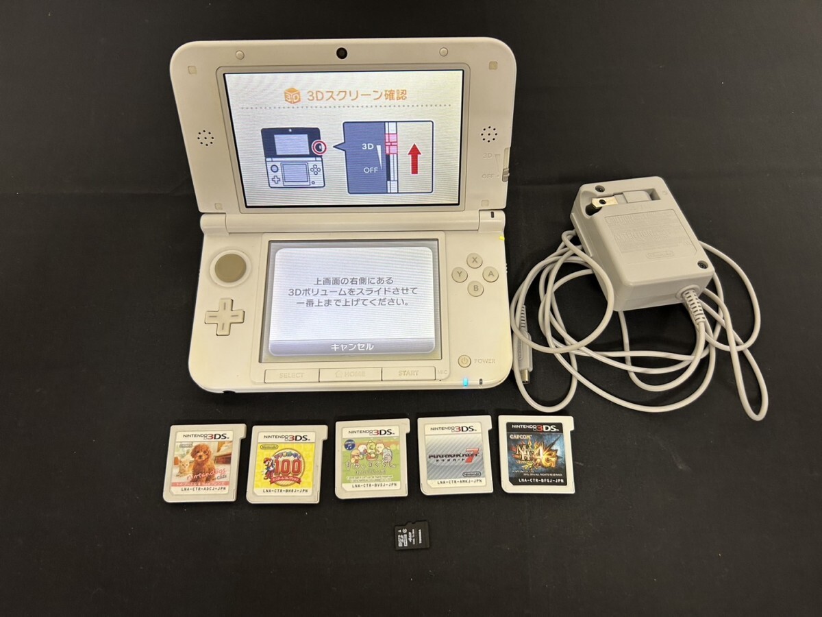 A1　Nintendo　ニンテンドー　SPR-001　3DS LL　ソフト付き　通電確認済み　ゲーム機　ホワイトカラー　現状品_画像2