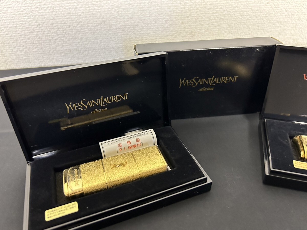 A2　ブランドライター 2点　YSL　イヴサンローラン　YS-333　Gハンドカット　VALENTINO GARAVANI　ガスライター　箱付　現状品_画像6