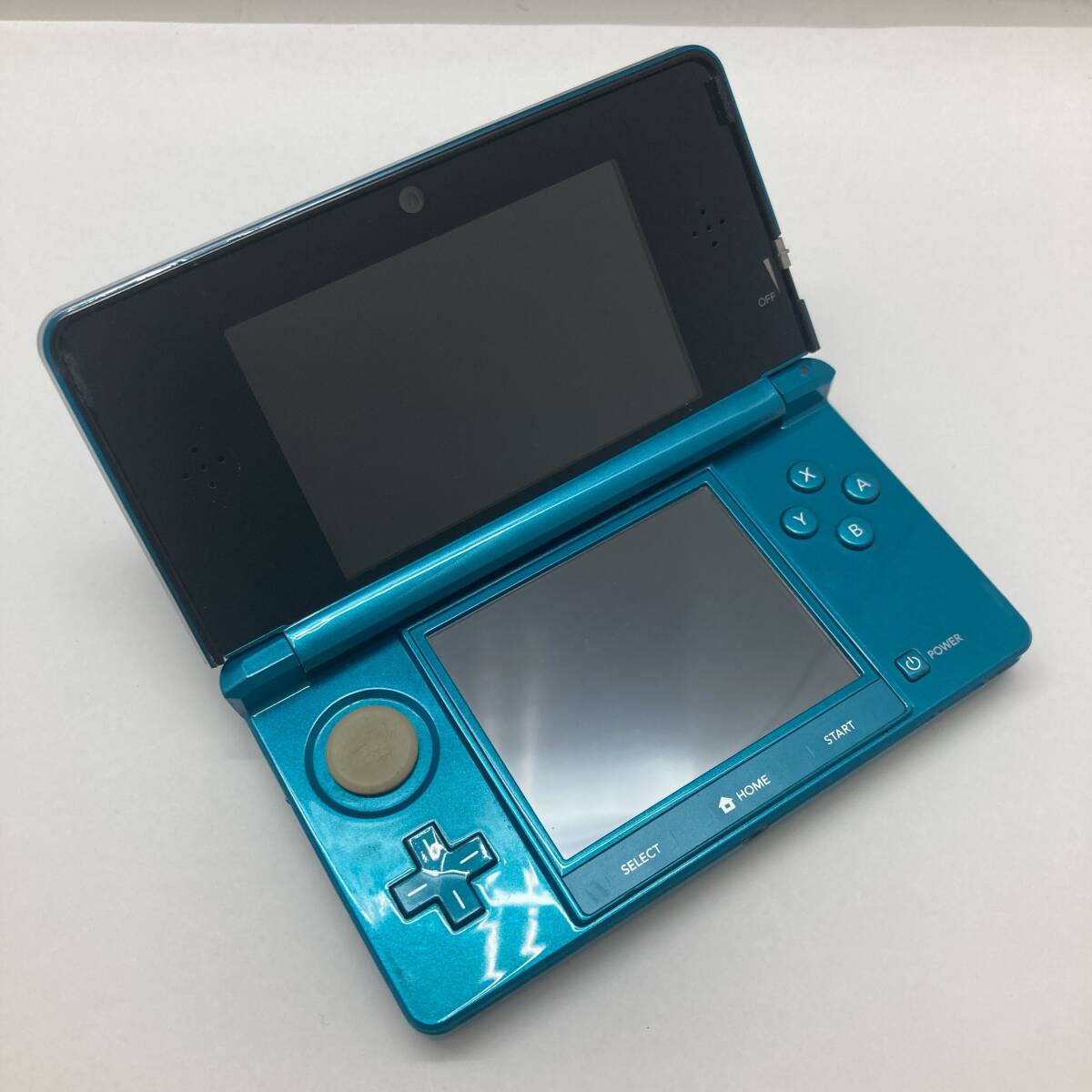 【１円～】Nintendo ３DS ニンテンドー 任天堂 アクアブルー ゲーム 箱無し 本体のみ 初期化/動作確認済み【中古品】_画像1