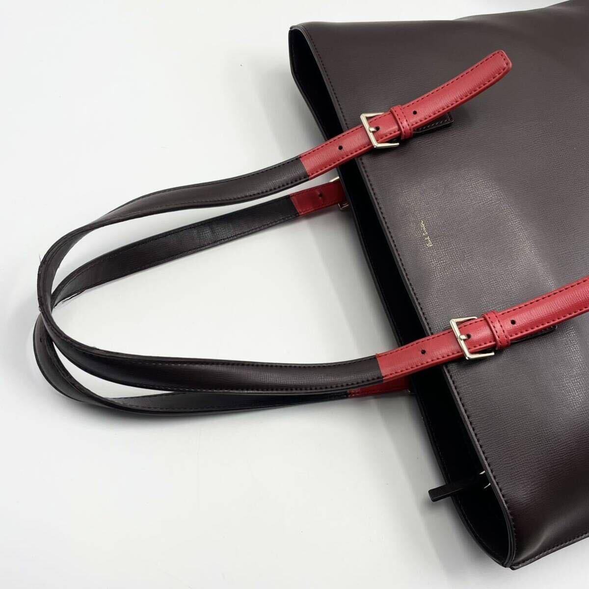 1 jpy [ ultimate beautiful goods * hard-to-find goods ]paul smith Paul Smith tote bag business bag leather original leather dark brown red A4* shoulder .. men's 