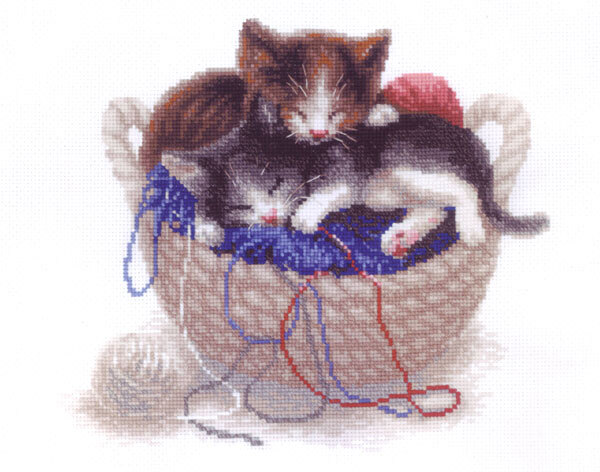 ロシアのクロスステッチキット カゴの中の子猫 (RIOLIS・リオリス・1724)_画像1