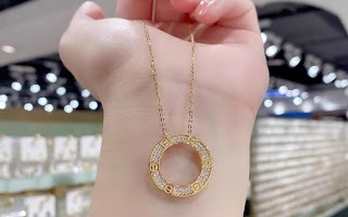 フープネックレス フルダイヤモンドcz ハイエンドモデル gold necklace 18KGP 鍍金 89_画像1