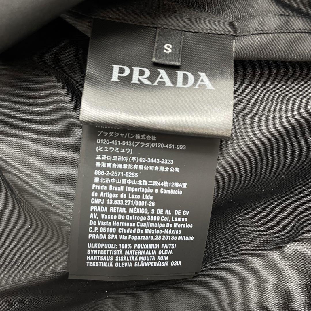 【美品】PRADA プラダ ナイロンシャツ オーバーサイズ ジャケット ブルゾン 三角ロゴ プレート ブラック 黒 SC489 S_画像7