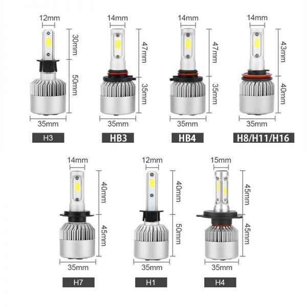 FG001 LED ヘッドライト H4/H8/H11/H16/HB3/HB4/H1/H3/H7 バルブ フォグ 6000K ホワイト 16000lm 車検対応 12V用 COBチップ 2個セット_画像8