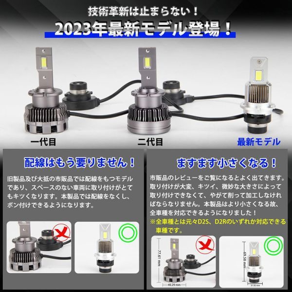 ポン付け D2S/D2R led ヘッドライト 20,000LM 爆光 ledバルブ 車検対応 led化 純正HID交換 35w 6500k 12V 対応 キャンセラー内蔵 FG340_画像4