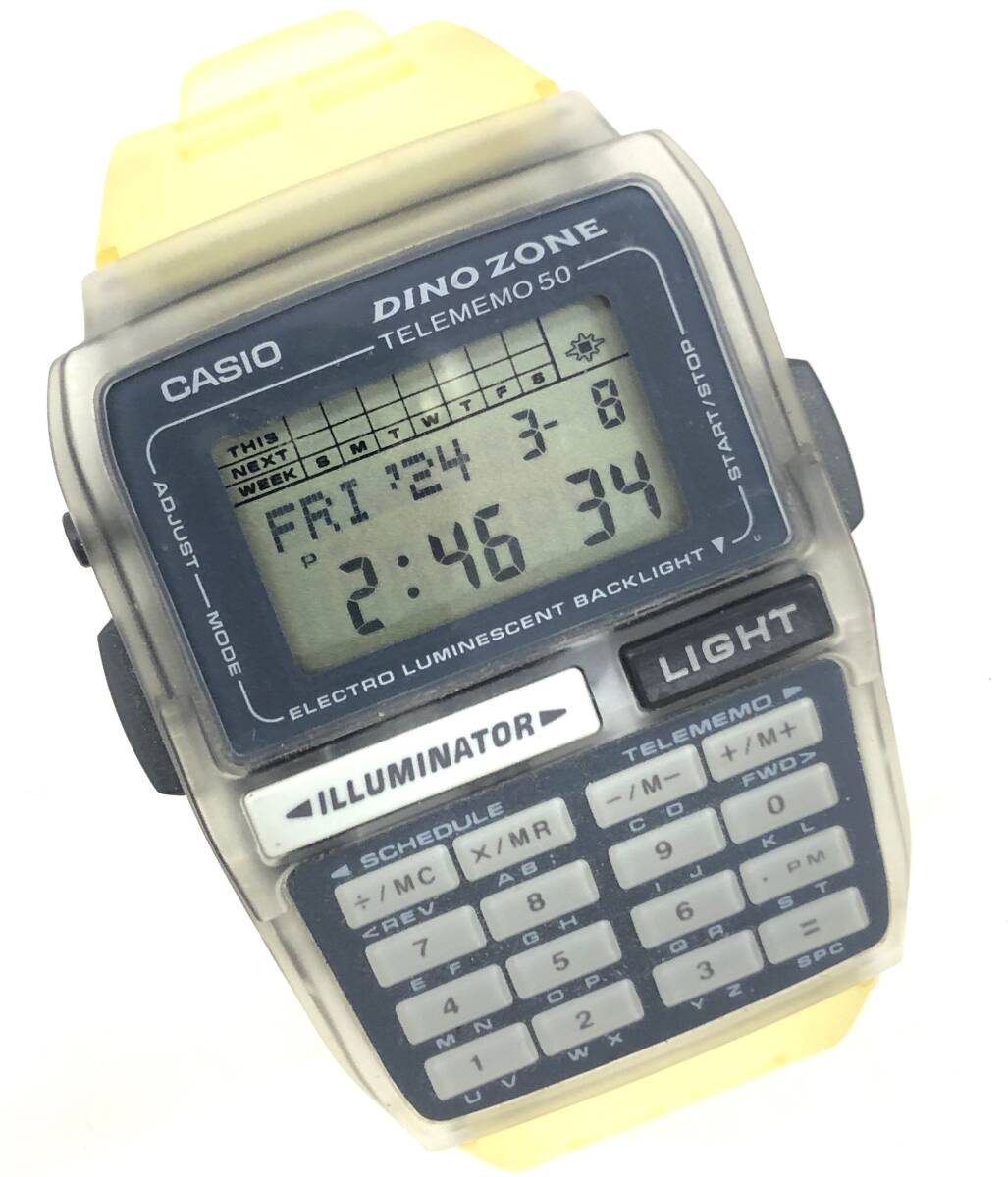 T03/071 希少 美品 CASIO カシオ DINO ZONE DBC-63 アクセサリー 多機能型 ラバーベルト デジタル 時計 腕時計 スケルトン DATABANK_画像2