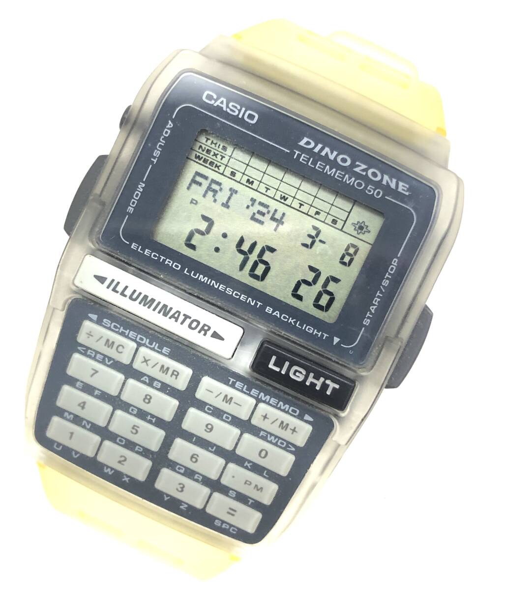 T03/071 希少 美品 CASIO カシオ DINO ZONE DBC-63 アクセサリー 多機能型 ラバーベルト デジタル 時計 腕時計 スケルトン DATABANK_画像1