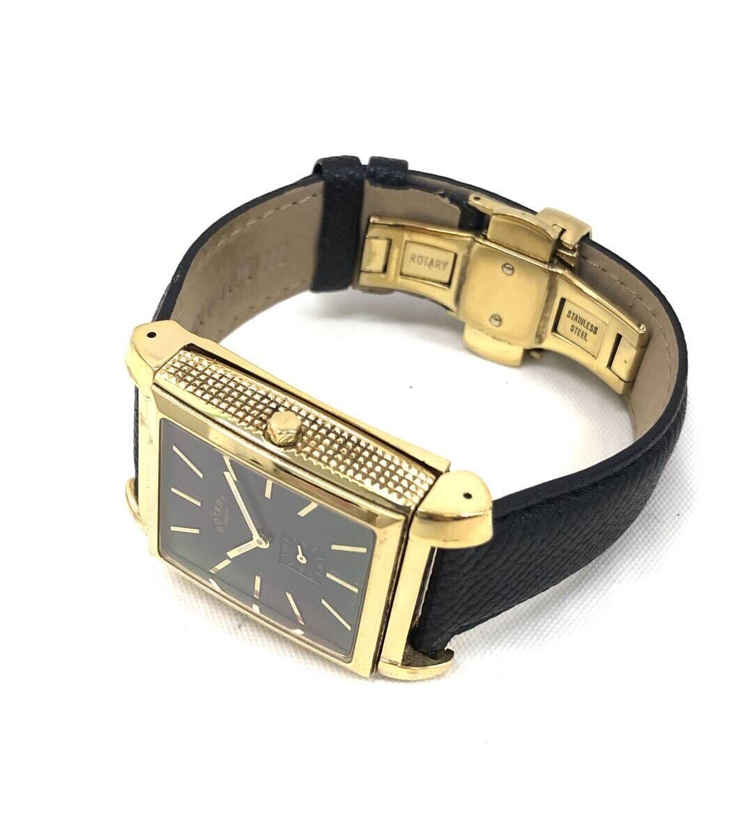 T03/067 ROTARY rotary smoseko Date attaching square Revell so both sides accessory clock wristwatch black / Gold 