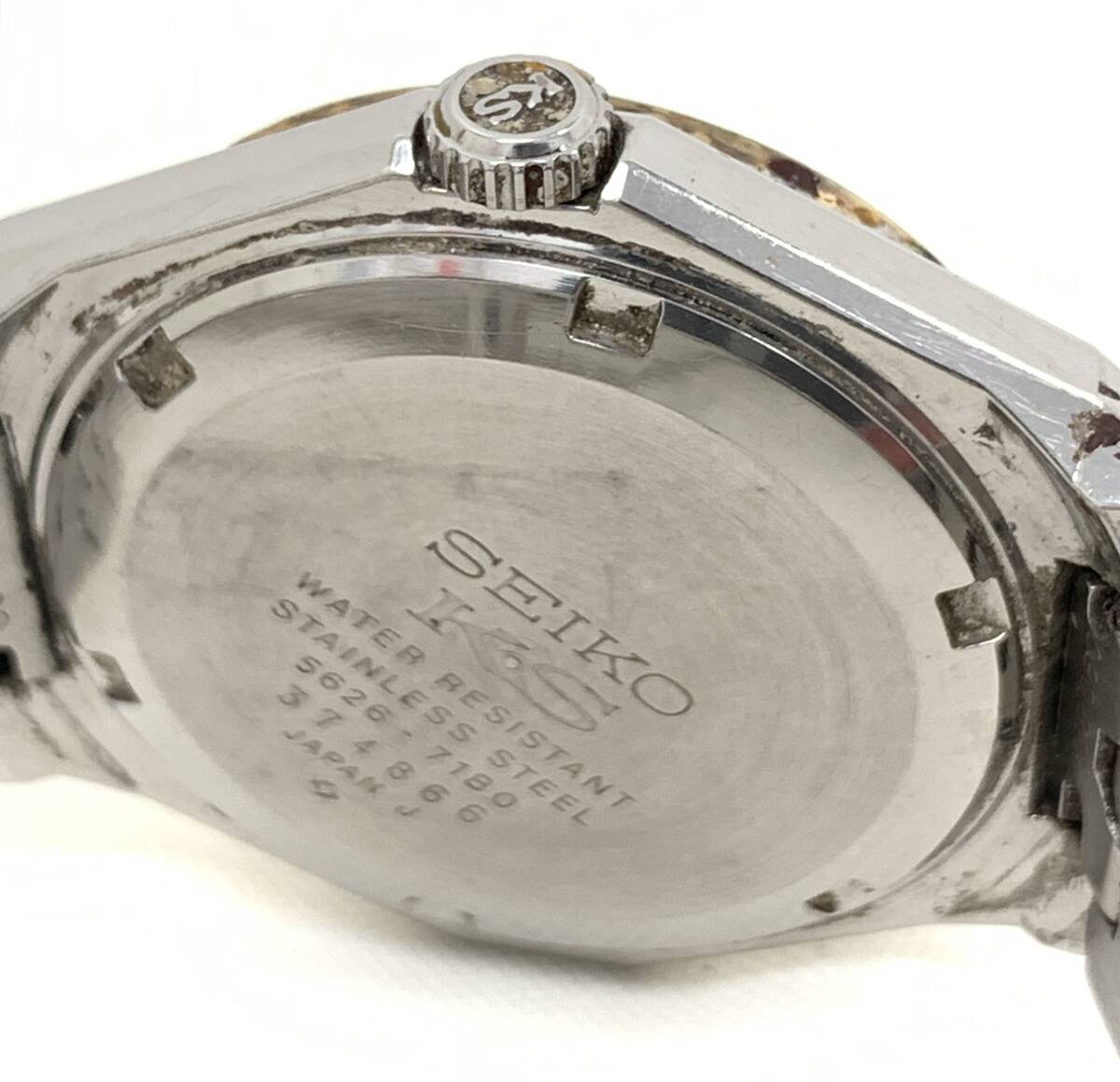 T03/104 SEIKO KS キングセイコー VANAC カットガラス 自動巻き AUTOMATIC オートマチック 純正ブレス 腕時計 5626-7180 グリーンの画像4