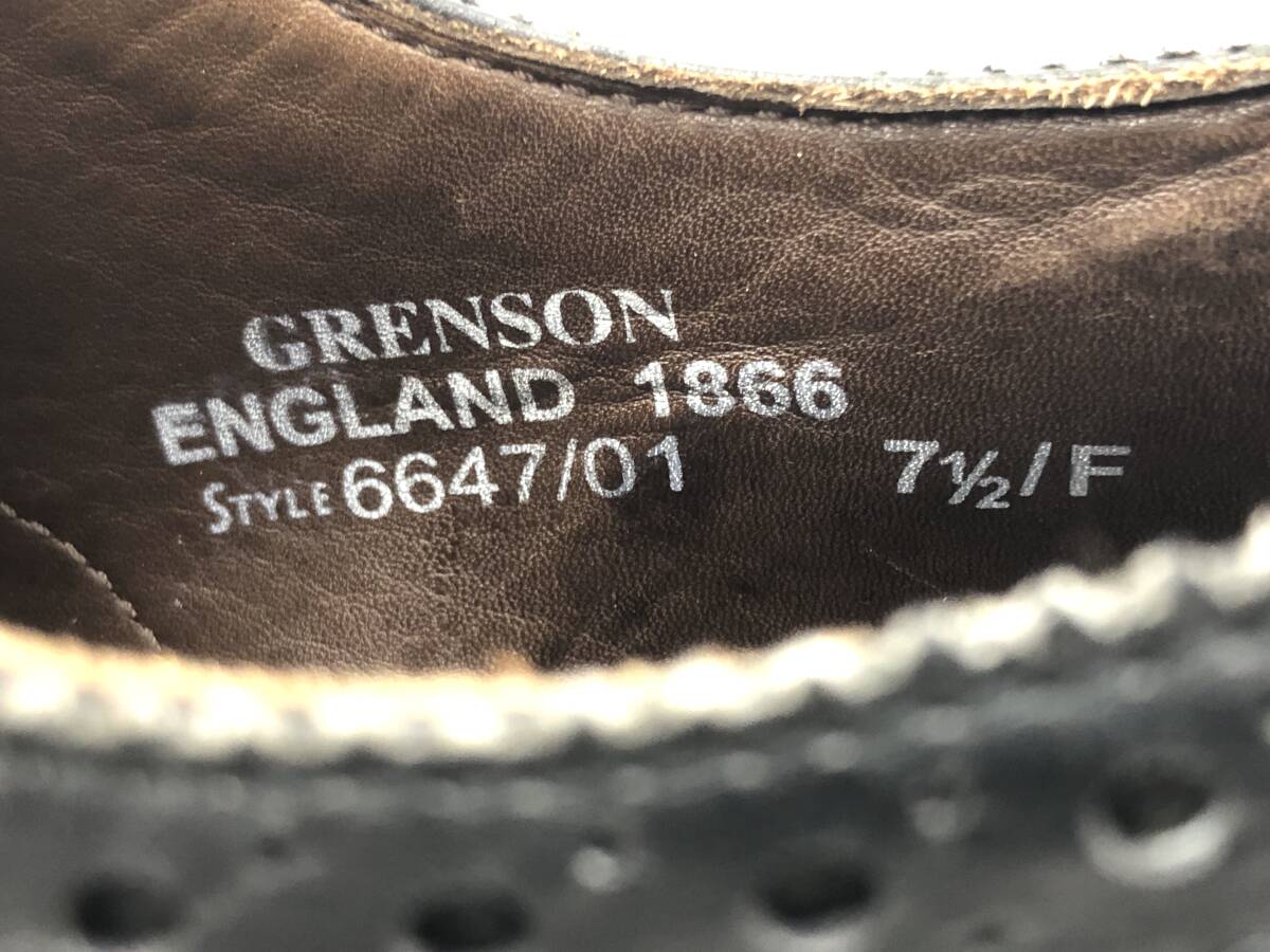 T03/021 GRENSON グレンソン ストレートチップ ビジネスシューズ 靴 7 1/2/F ブラック/ブラウン_画像8