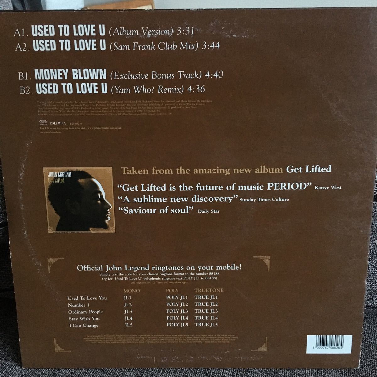 JOHN LEGEND / USED TO LOVE U / MONEY BLOWN / 12 レコード