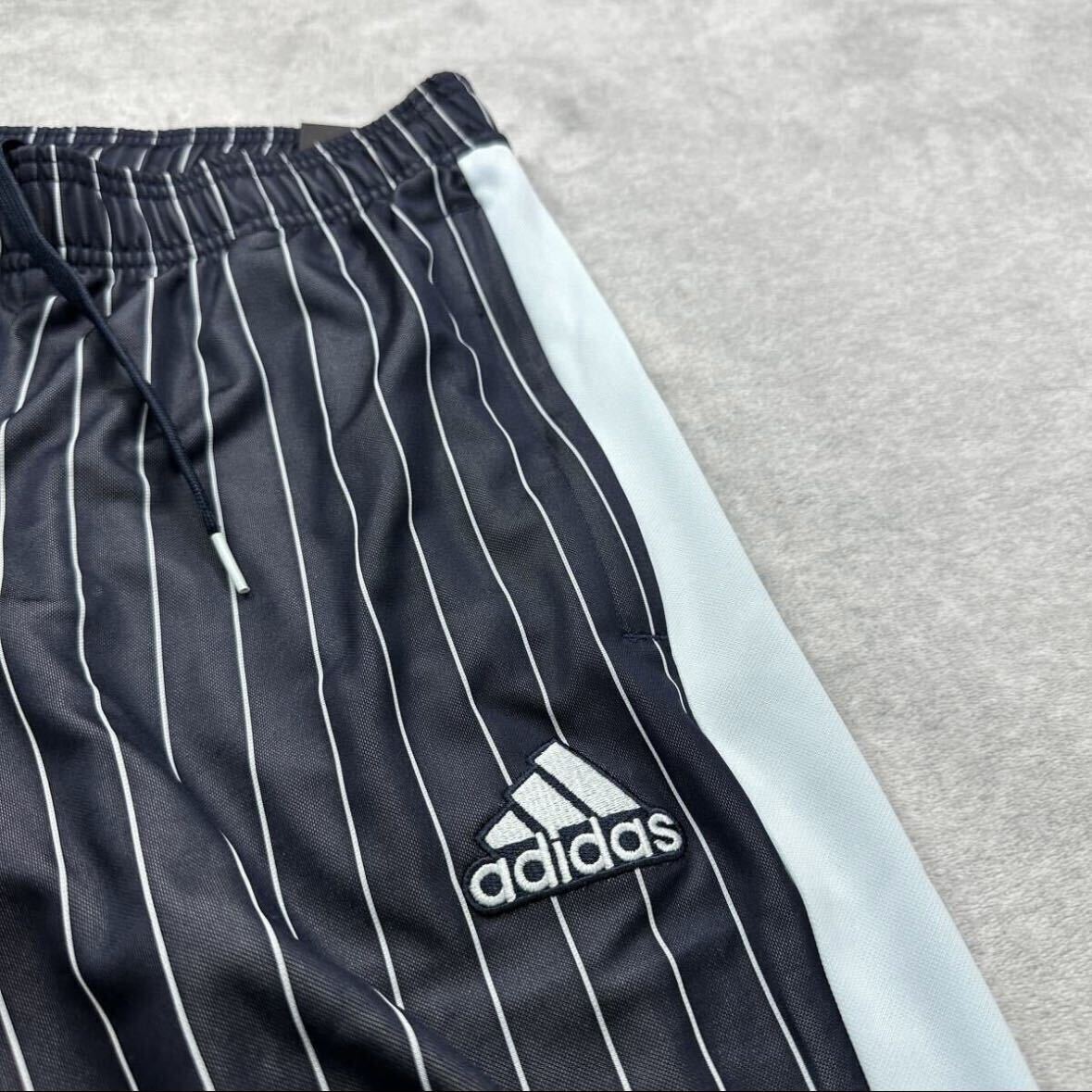 格安送料 XLサイズ 新品 adidas アディダス ジャージ ストライプ 紺 ネイビー 水色 ブルー系 トラックパンツ ボトムス ジム O LL HC1305_画像3