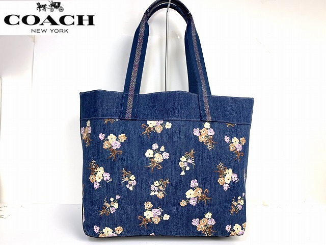 極美品 送料無料 コーチ COACH フローラル ボックス デニム 極美品 送料無料 コーチ COACH フローラル ボックス デニム