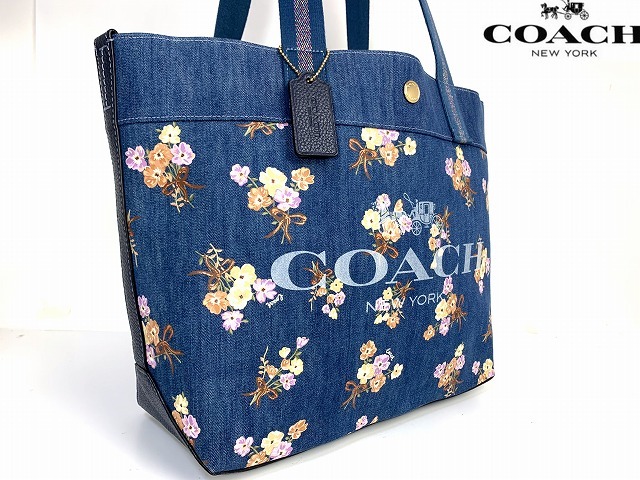 極美品 送料無料 コーチ COACH フローラル ボックス デニム 極美品 送料無料 コーチ COACH フローラル ボックス デニム